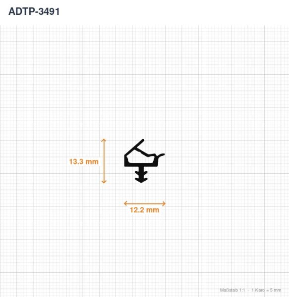 Profilansicht ADTP-3491 mit 3,8 mm Fuß