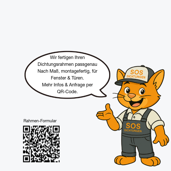 Dichtungsrahmen nach Maß bestellen – QR-Code Formular SOS Dichtungen